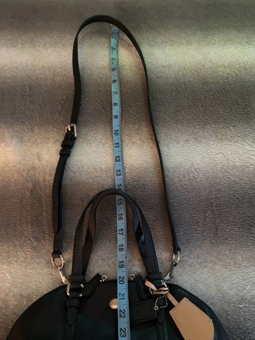 Coach Peyton Cora Black Saffiano Leather Domed Satchel Crossbody